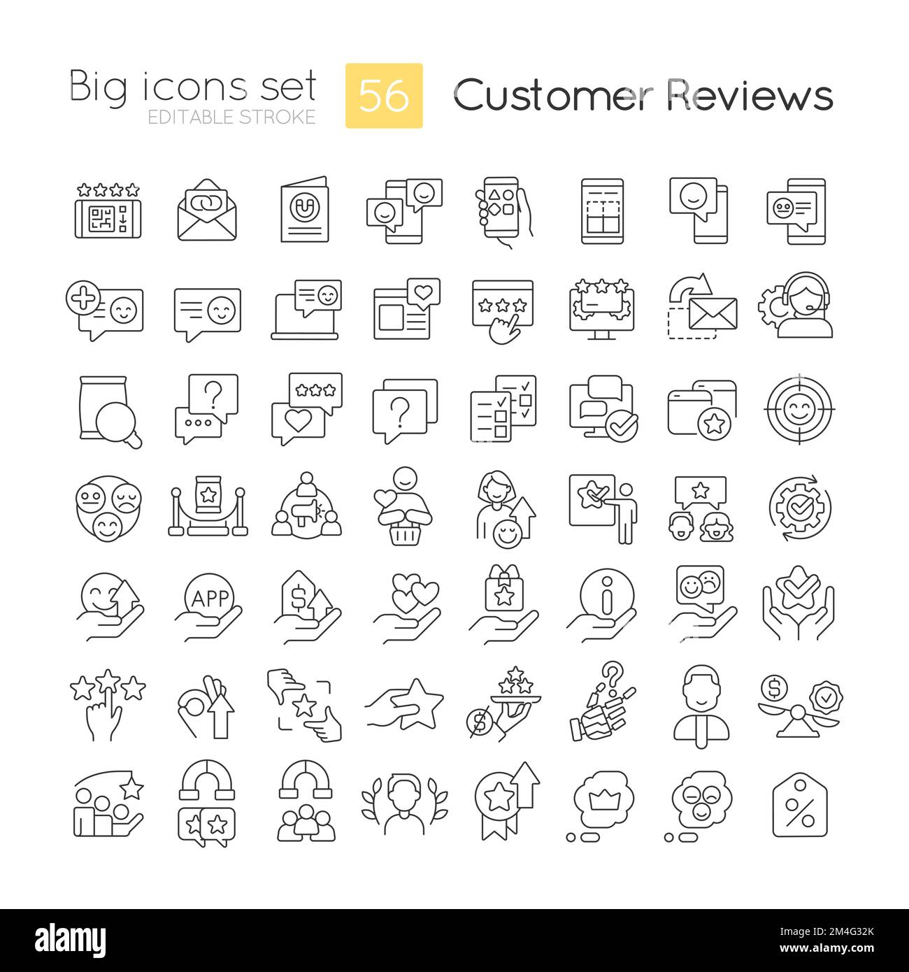 Positive client ratings and reviews linear icons set Stock Vector Image ...