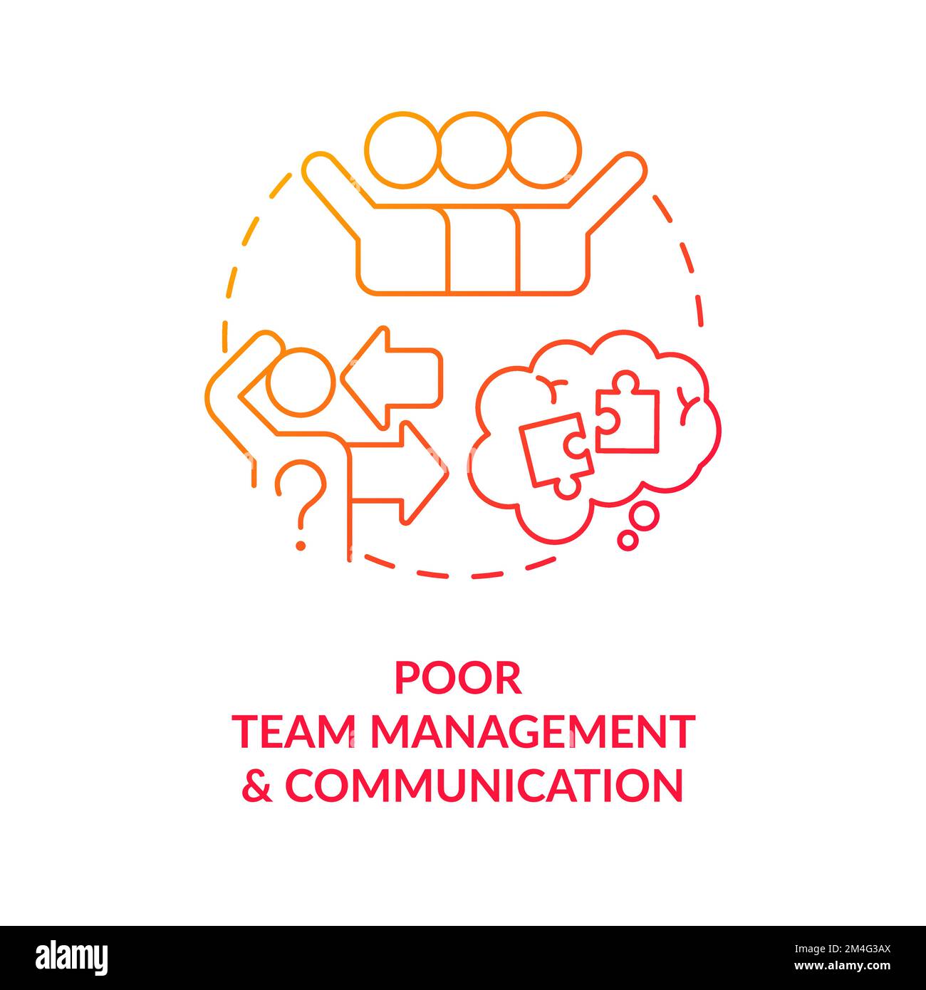 Poor team management and communication red gradient concept icon Stock Vector