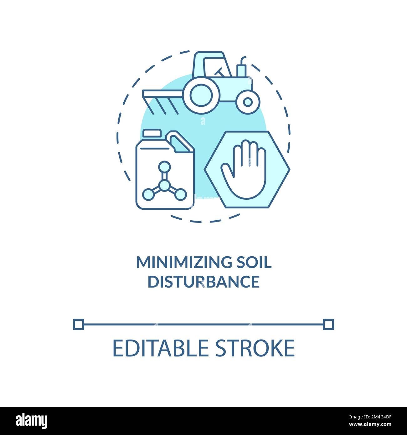 Minimizing soil disturbance turquoise concept icon Stock Vector