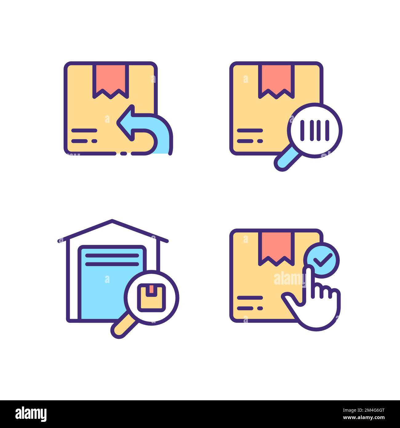 Parcels management pixel perfect RGB color icons set Stock Vector Image ...