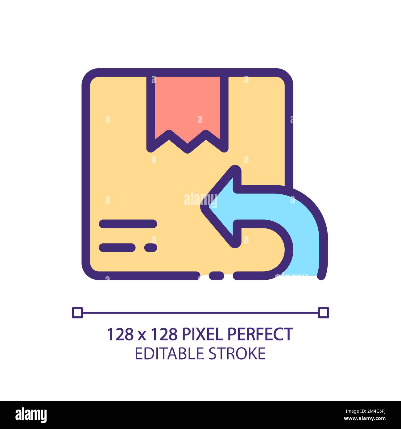 Return parcel pixel perfect RGB color icon Stock Vector