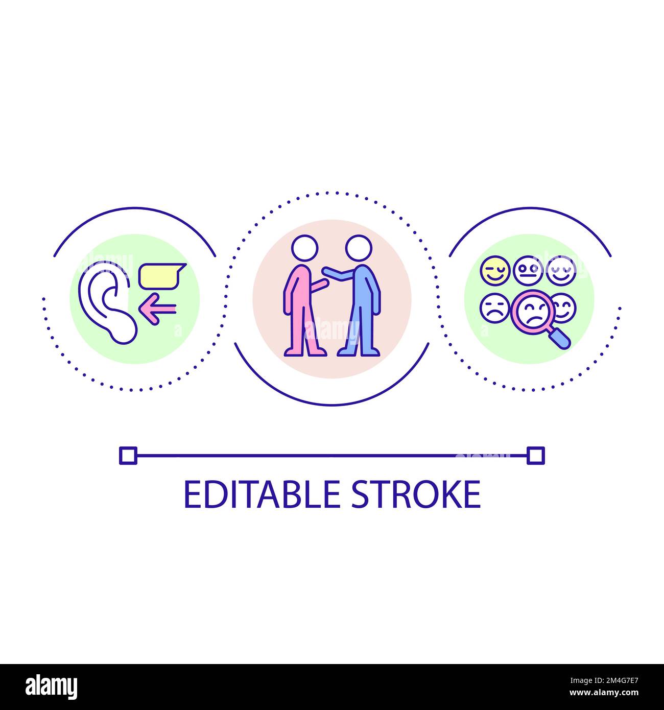 Empathic skills in communication loop concept icon Stock Vector