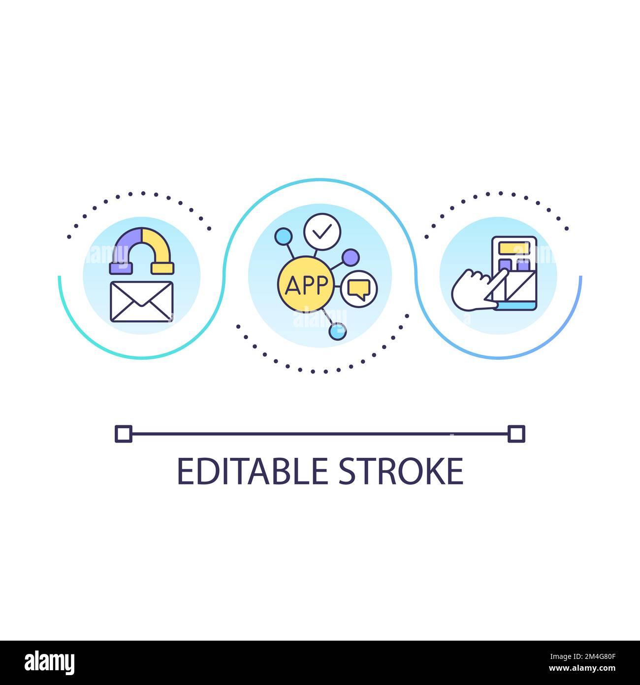 Creating online presence for brand loop concept icon Stock Vector