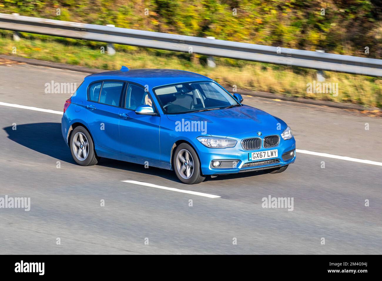 2017 Blue BMW 118 118I SE 1499cc Petrol 6 speed manual; travelling on