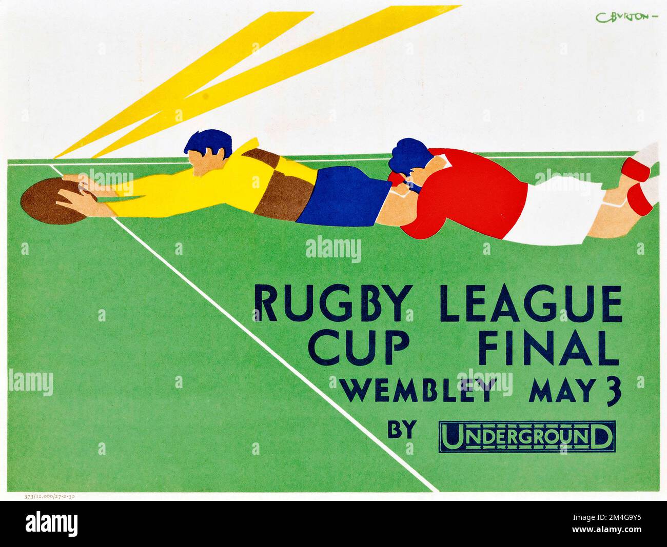 London Underground poster - Charles Burton artwork - RUGBY LEAGUE CUP FINAL 1930 Stock Photo