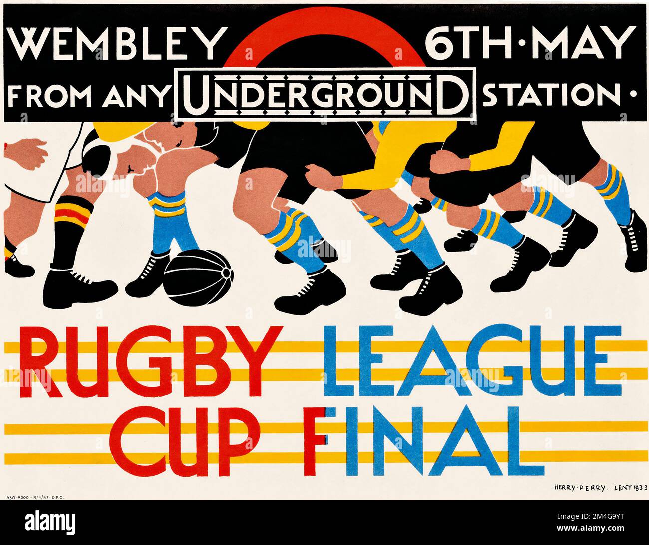 London Underground poster - Herry (Heather) Perry artwork - RUGBY LEAGUE, CUP FINAL 1933 Stock Photo