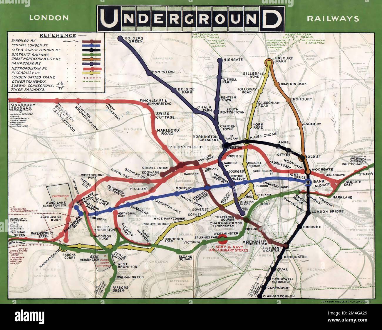 London Underground map, 1908 Stock Photo