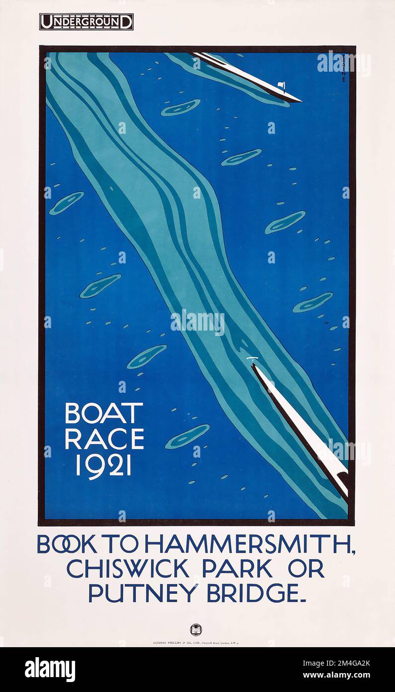 London Underground poster Charles Paine artwork, Boat Race 1921 Stock
