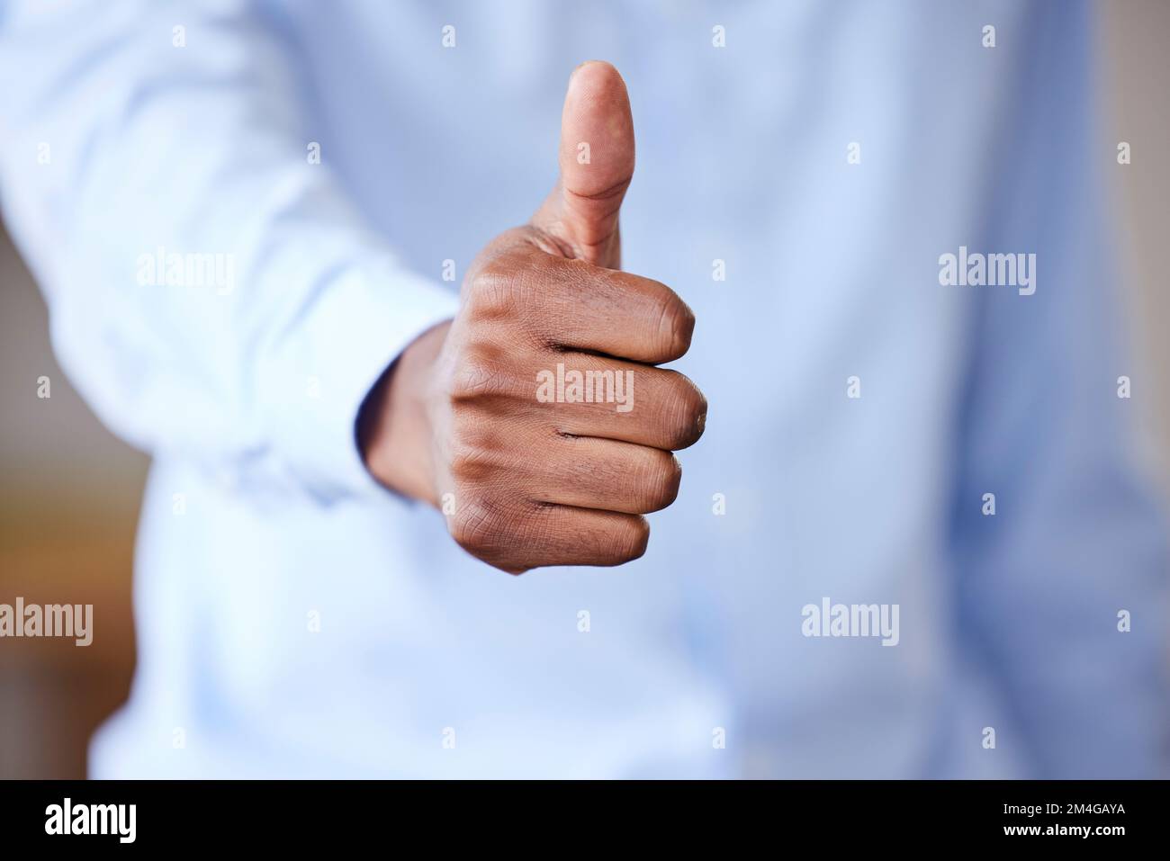 Closeup, like or thumb up for motivation, achievement or support sign
