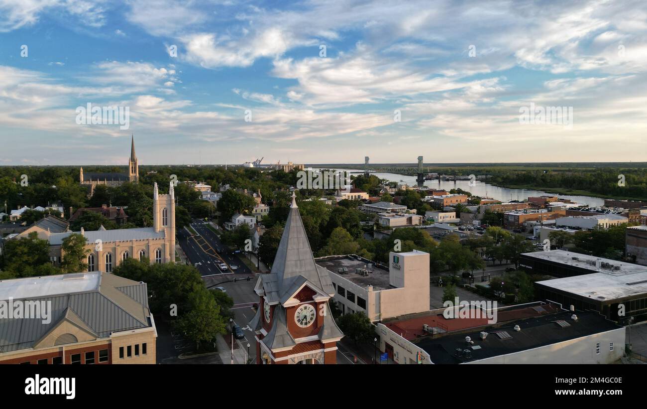 An aerial view of the downtown Wilmington, NC, USA Stock Photo - Alamy