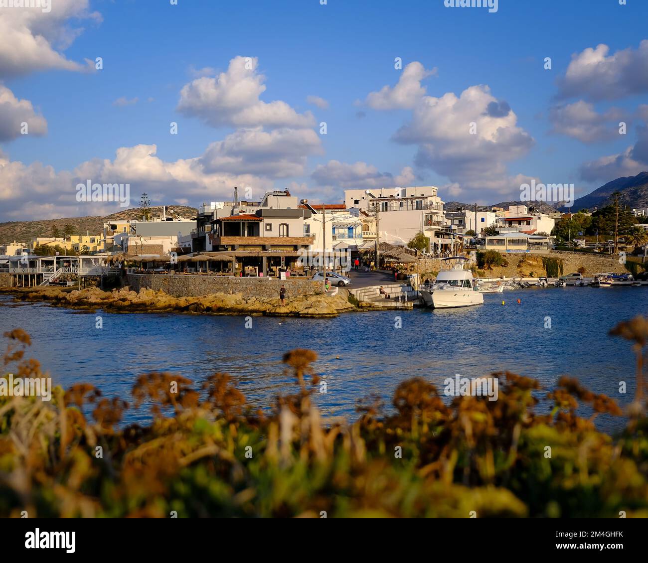 View to port of Sissi at Crete, Greece Stock Photo