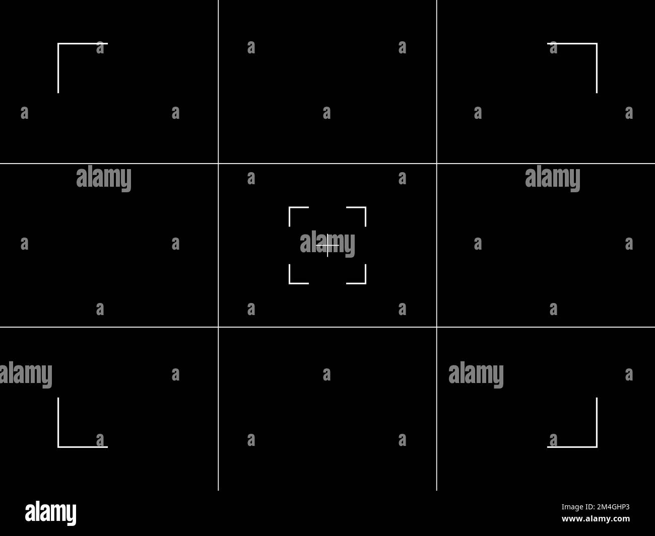 Focusing screen of the camera viewfinder. Simple vector template of