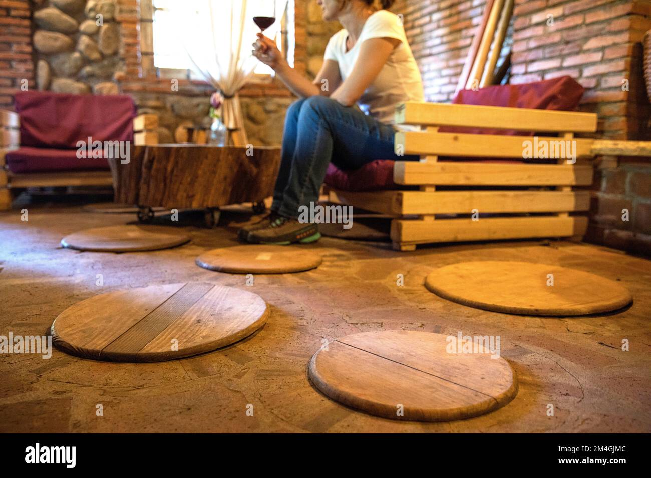 Traditional wine cellar with qvevri (kvevri), underground