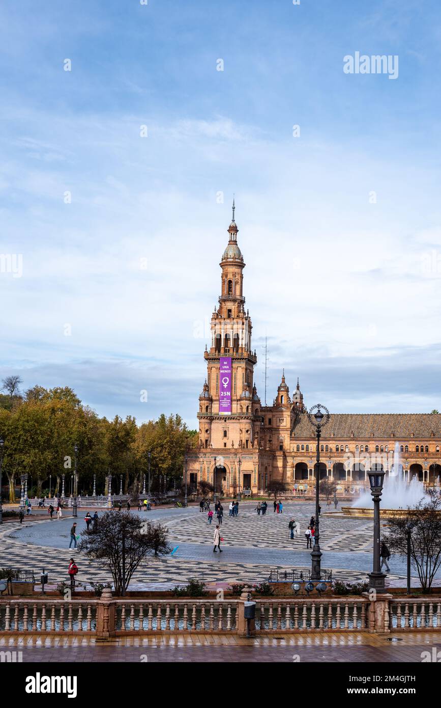 Plaza de Espana Spanish Square in Sevilla Spain on 8 December 2022 Stock Photo