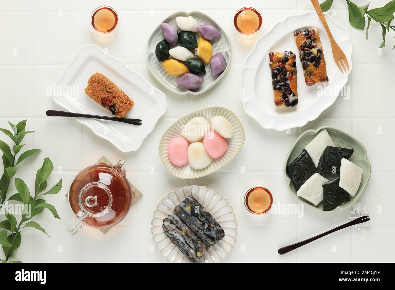 Various Rice Cake, Korean Traditional Food. Songpyeon, Baramtteok