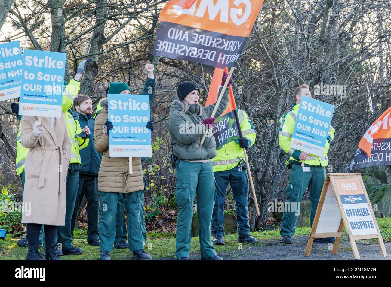Leeds, UK. 20th December 2022. Yorkshire Ambulance Service workers