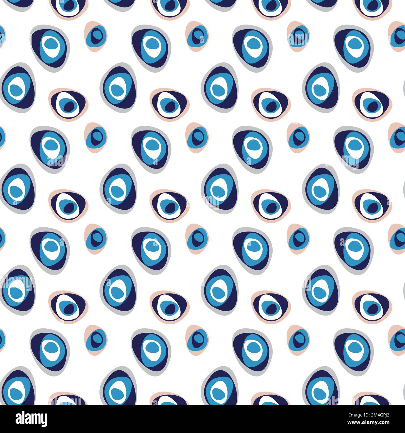 Seamless pattern with eye and beads. Colored vector background. Stock Vector