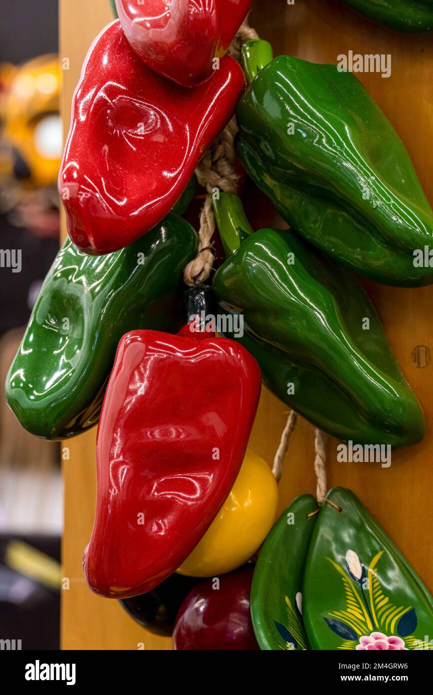 Red and green sweet pepper isolated on a white background mexico latin ...
