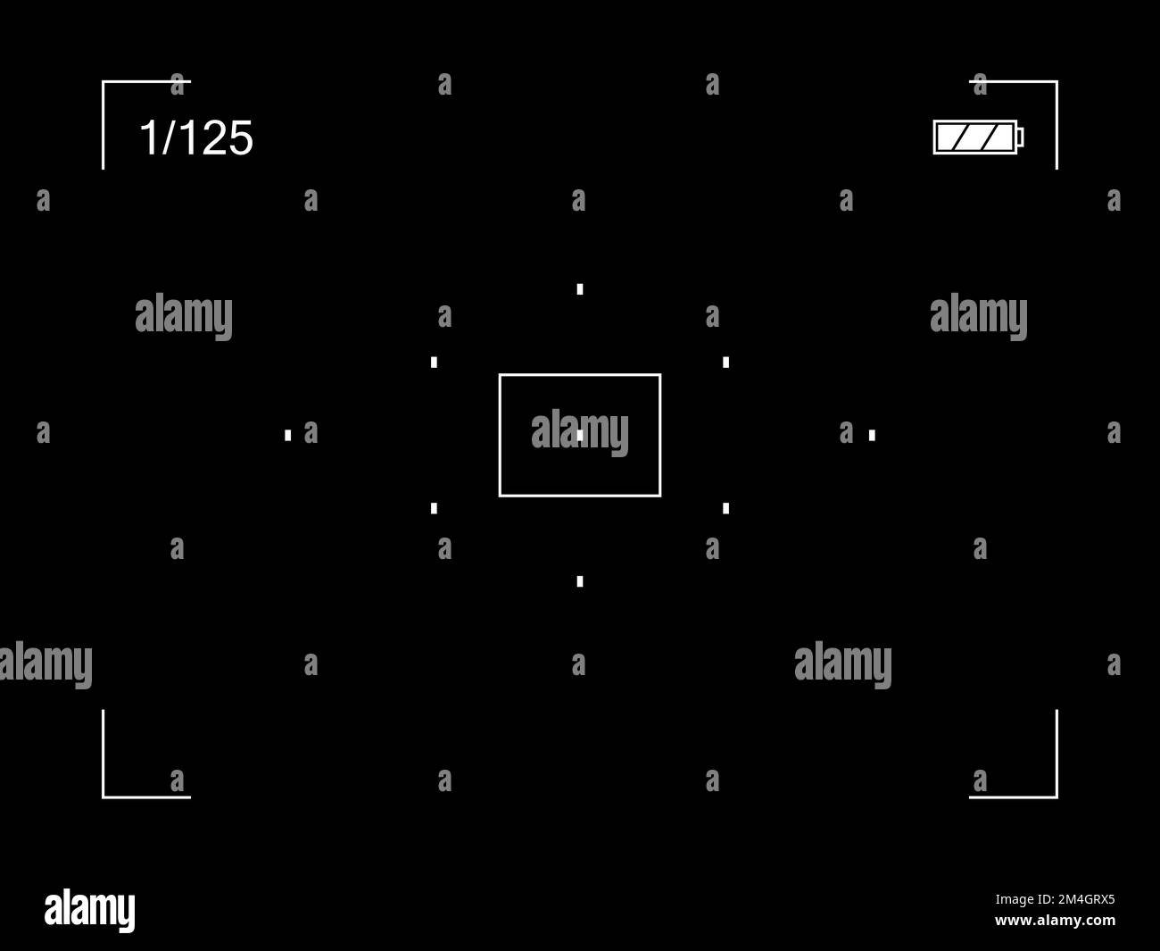 Focusing screen of the camera viewfinder with battery, rec. Vector