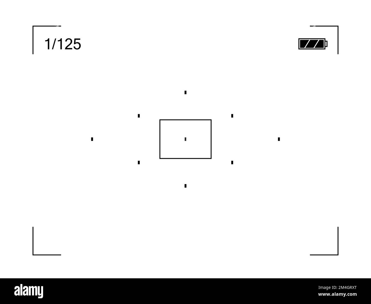 Focusing points screen of the camera viewfinder. Vector template of