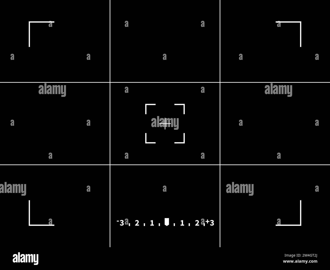 Focusing screen of the camera viewfinder. Vector black template of