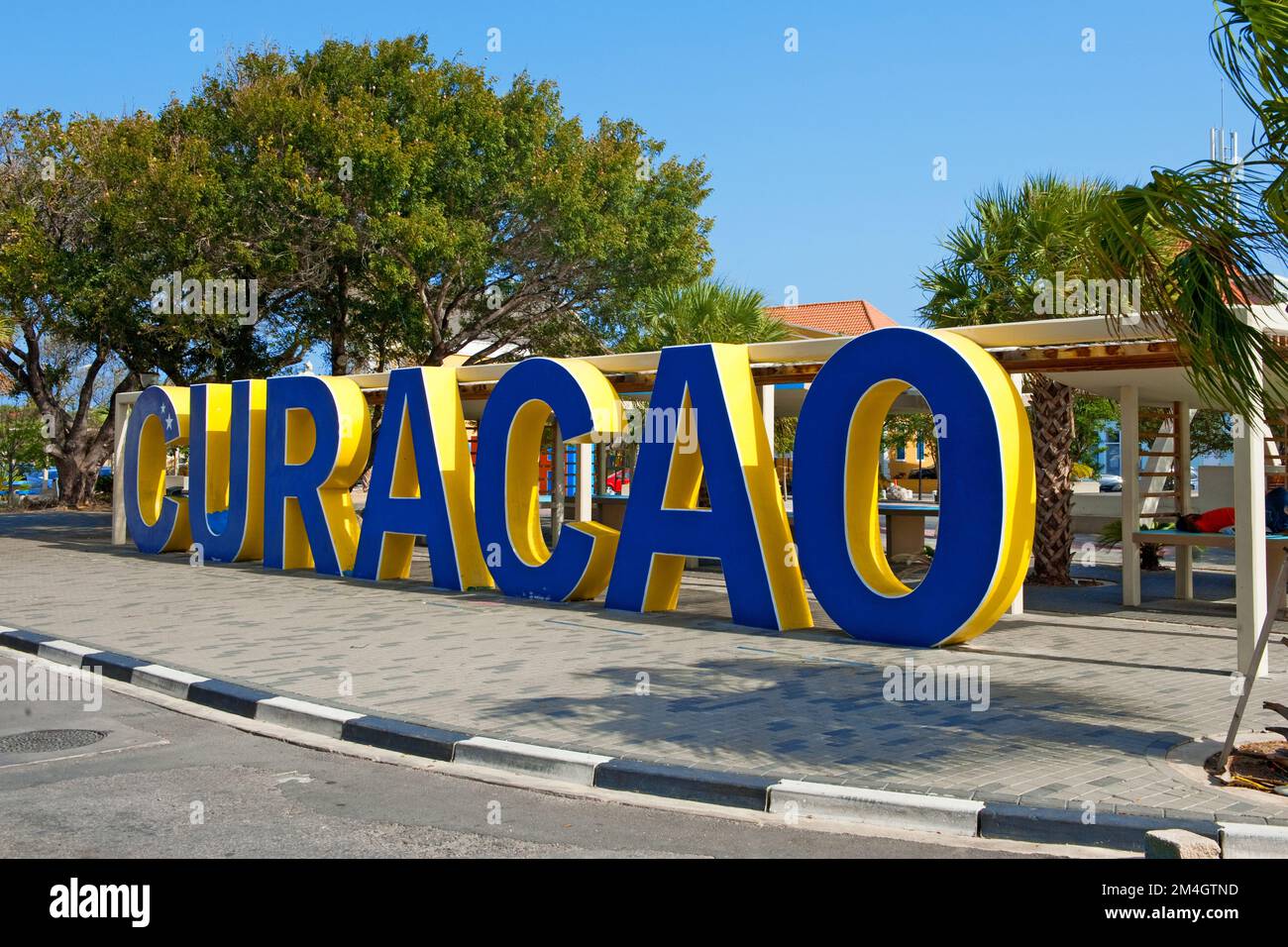 Schriftzug in Form von freistehende Großbuchstaben von Wort Curacao, Willemstad, Curacao, ABC-Inseln, Niederländische Antillen, Karibik, Mittelamerika Stock Photo