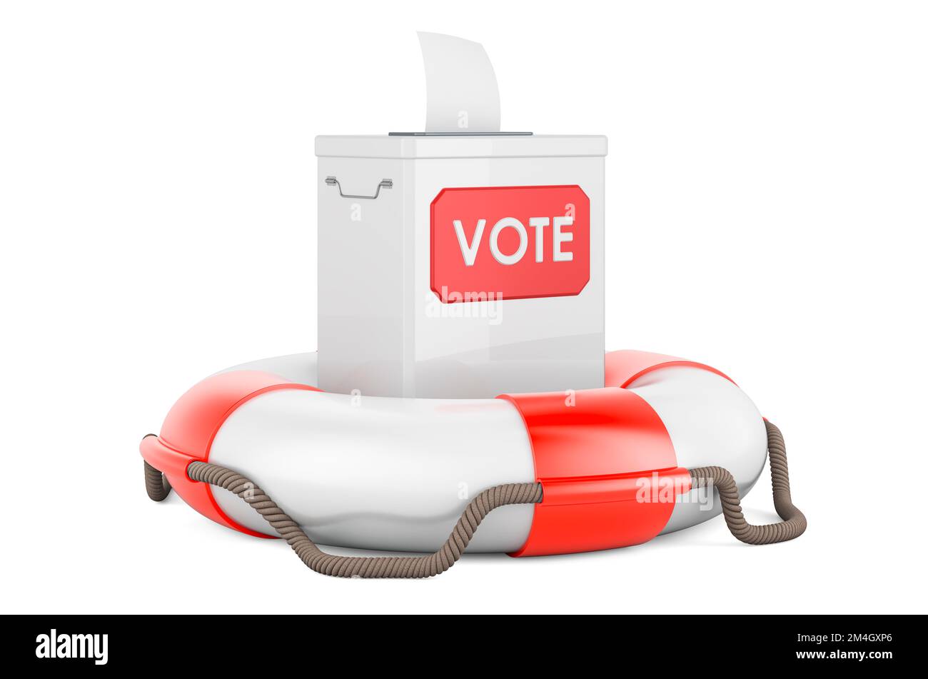 Ballot box with lifebelt, 3D rendering isolated on white background ...