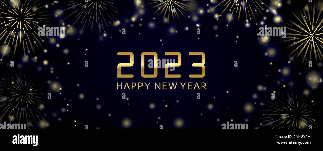 happy new year 2023 greeting card golden firework Stock Vector Image ...