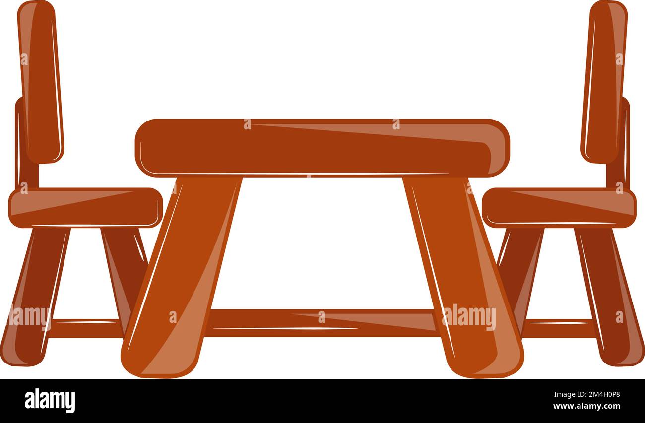 wooden table and chairs Stock Vector Image & Art - Alamy