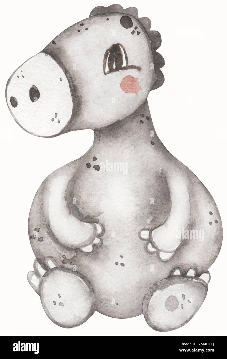 Watercolor dinosaur illustration for kids, cute dino animal clipart ...
