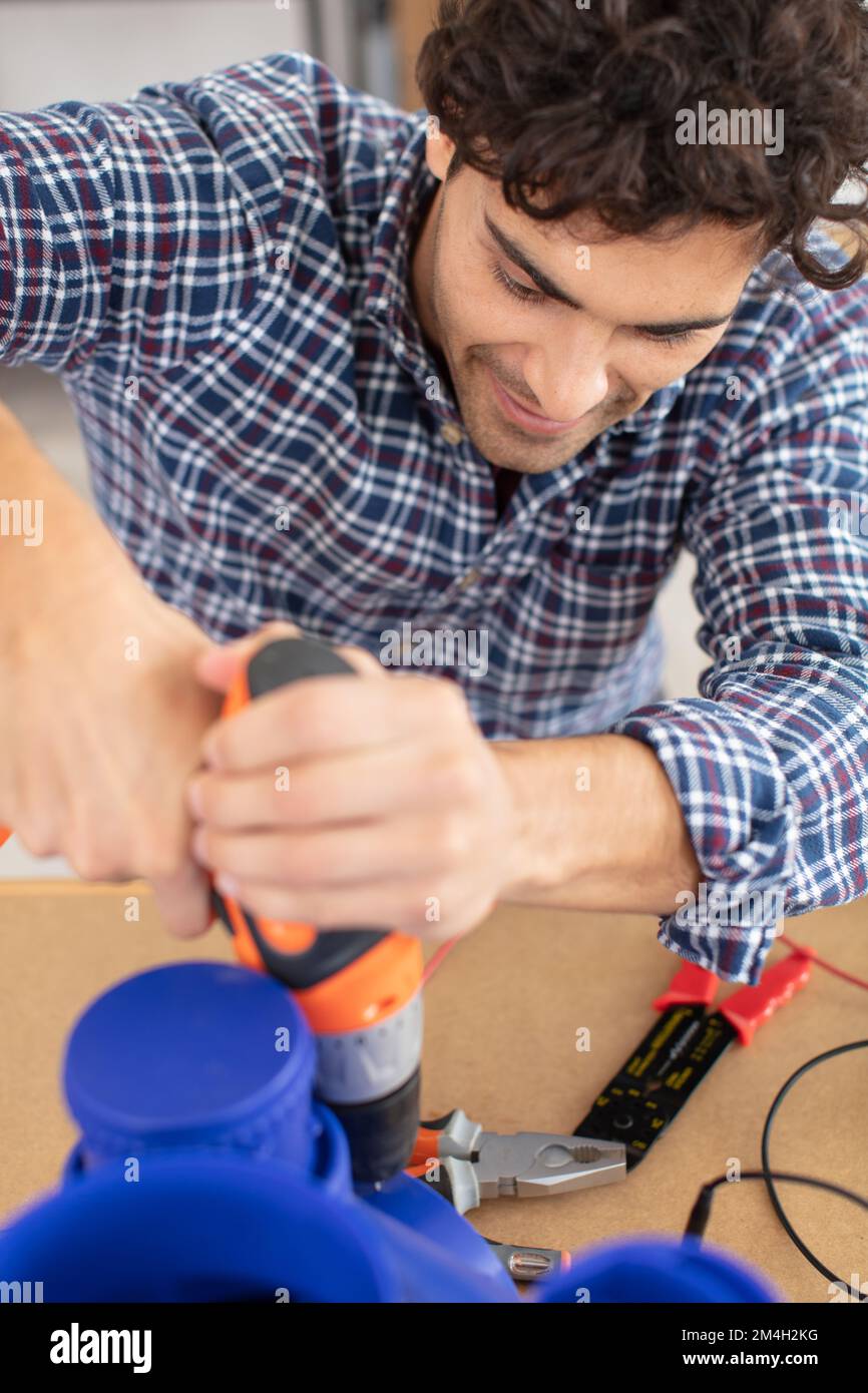 handyman assembling air conditioning system Stock Photo Alamy