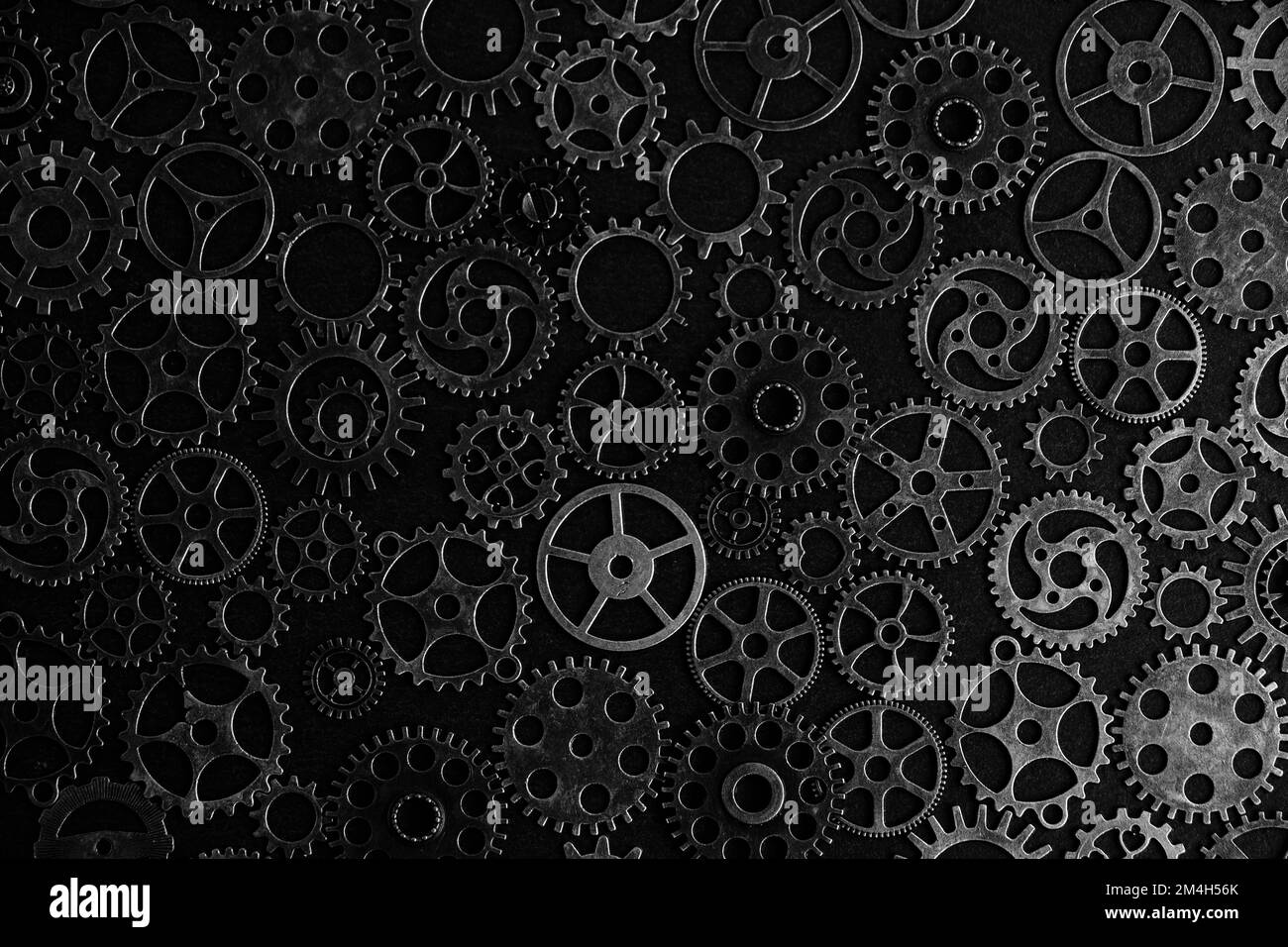 Black and white background with metal gears Stock Photo Alamy