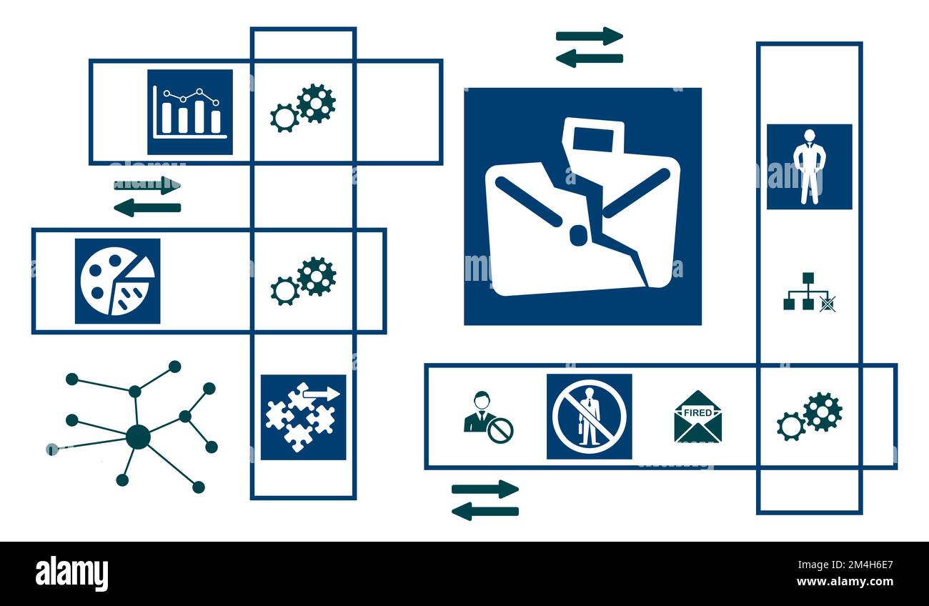 Concept of job loss with connected icons Stock Photo - Alamy