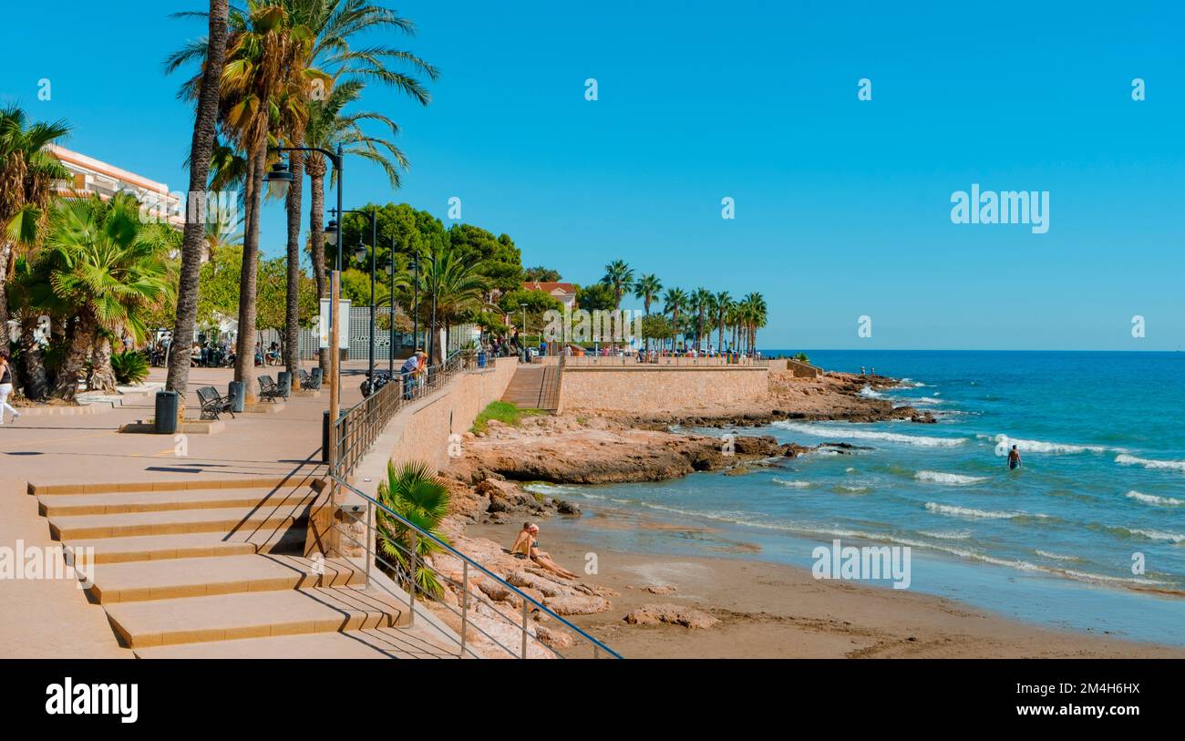 Alcala de Xivert, Spain October 2, 2022 People walking by the Vista