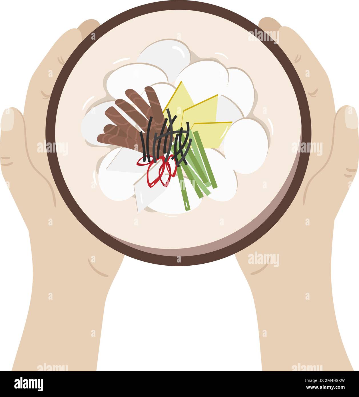 National dish for lunar New Year or seollal tteokguk cut out. Korean
