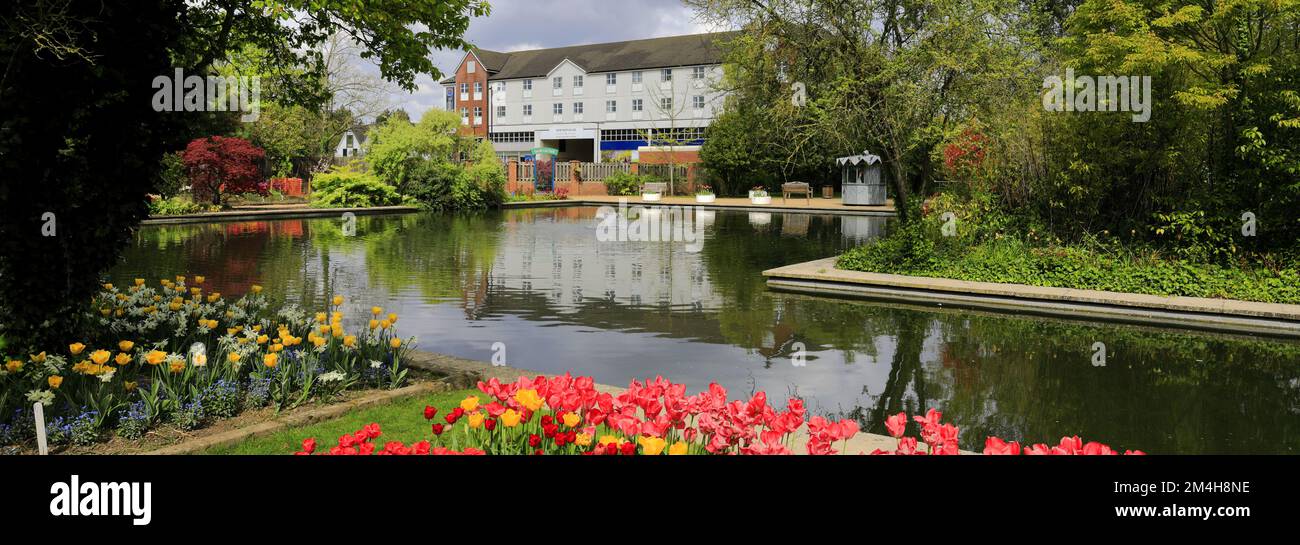 The gardens at Springfields outlet shopping centre; Spalding town; Lincolnshire; England; UK Stock Photo