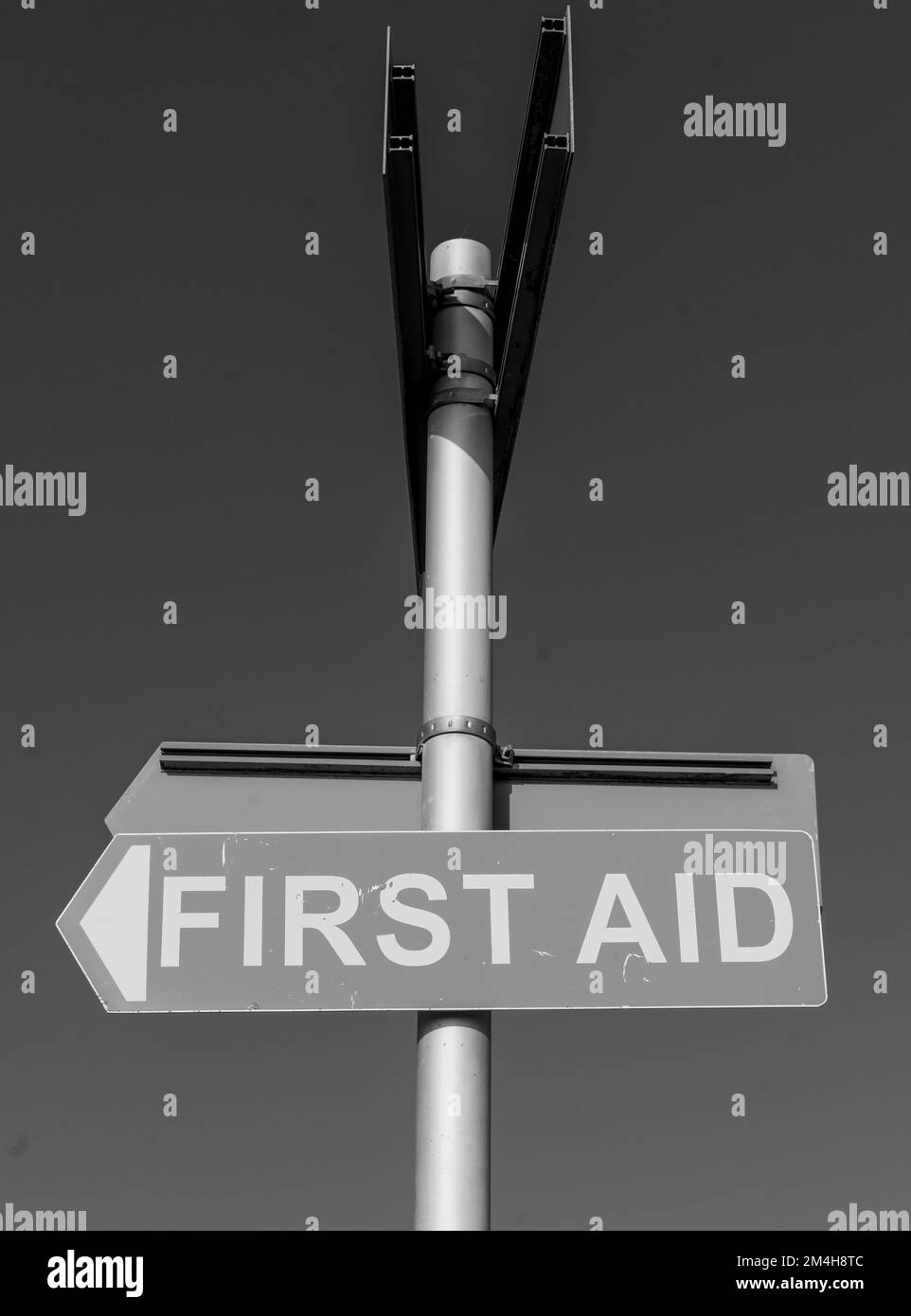 First Aid Sign Attached To Lamppost Stock Photo Alamy