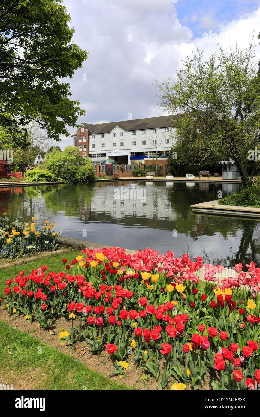 The gardens at Springfields outlet shopping centre; Spalding town; Lincolnshire; England; UK Stock Photo