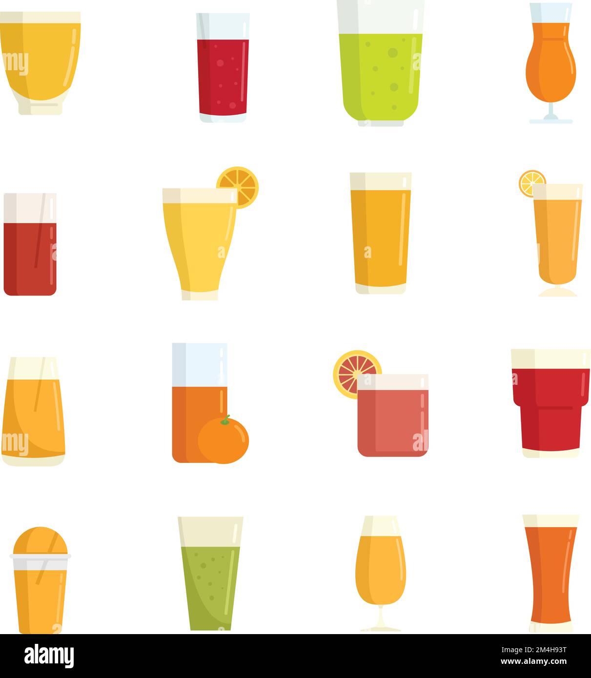 Smoothie fruit juice drink icons set vector beverage glass hi-res stock ...