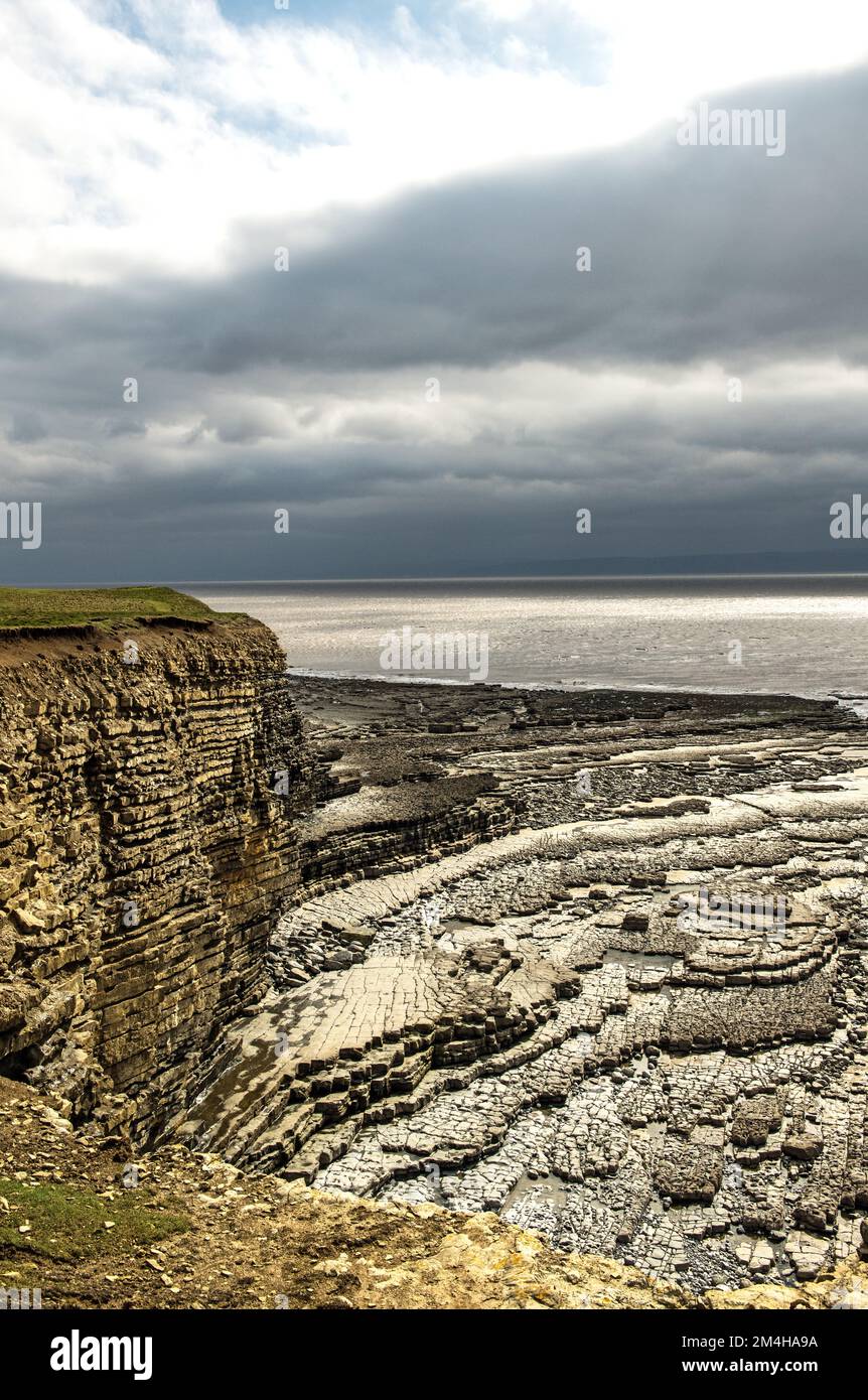 Portrait Format of Glamorgan Herotage Coast at Nash Point South Wales Stock Photo