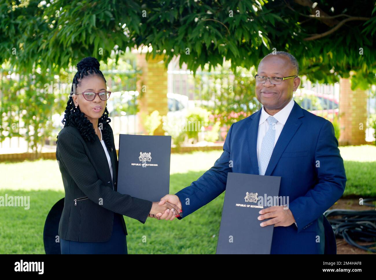 Gaborone Botswana 20th Dec 2022 Peggy Serame L Botswana s Minister Of Finance And Alain 