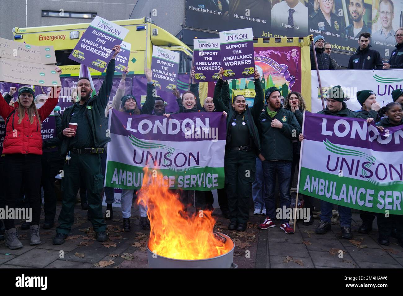 Ambulance Workers On The Picket Line Outside Waterloo Ambulance Station ambulance-workers-on-the-picket-line-outside-waterloo-ambulance-station