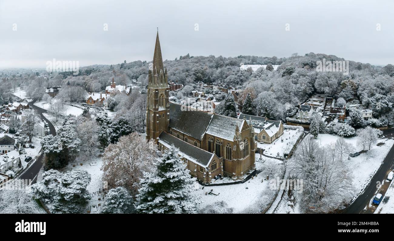 St John's church Redhill Earlswood Surrey on a cold snowy winters