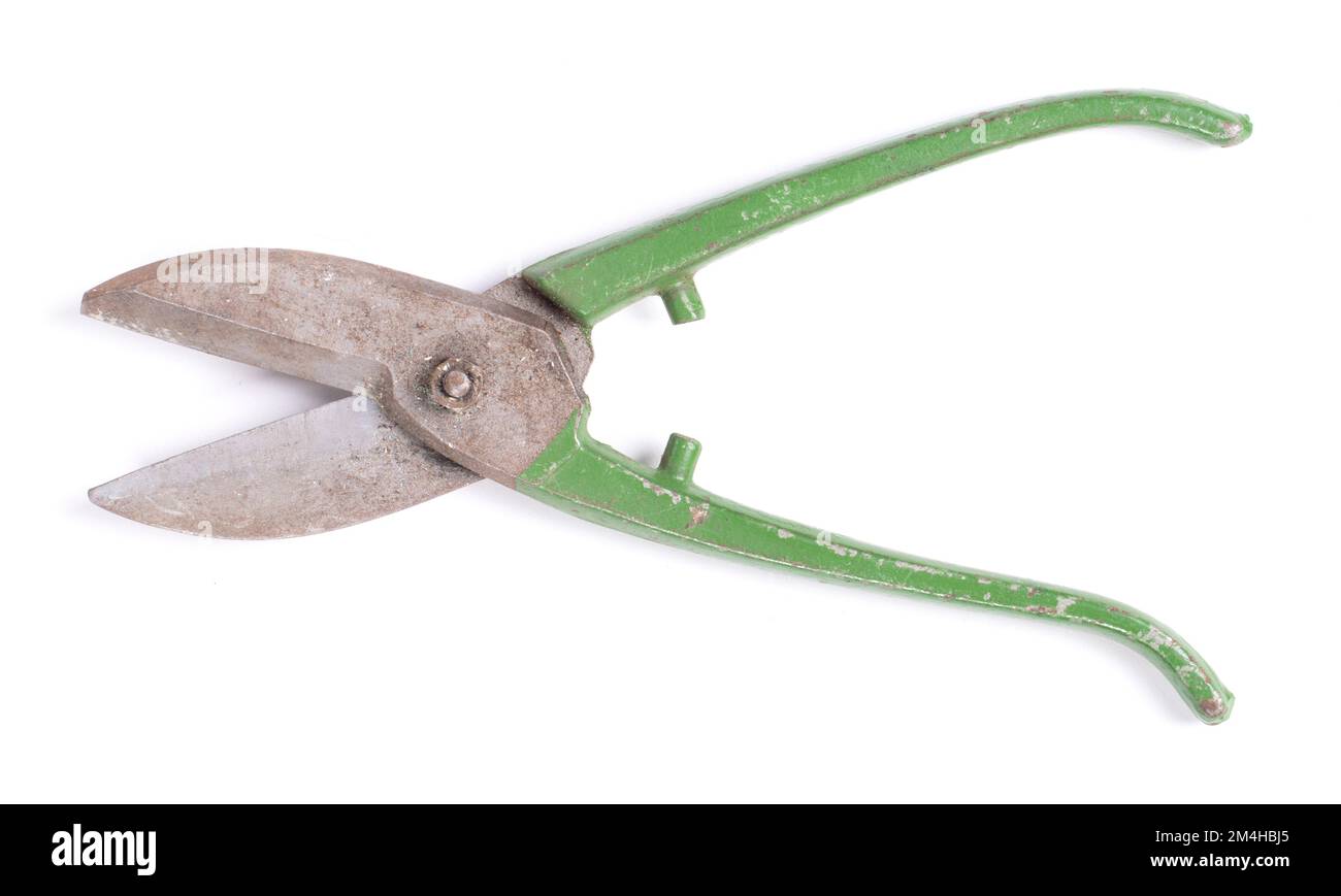 Old scissors, tool to cut in metal, isolated Stock Photo - Alamy