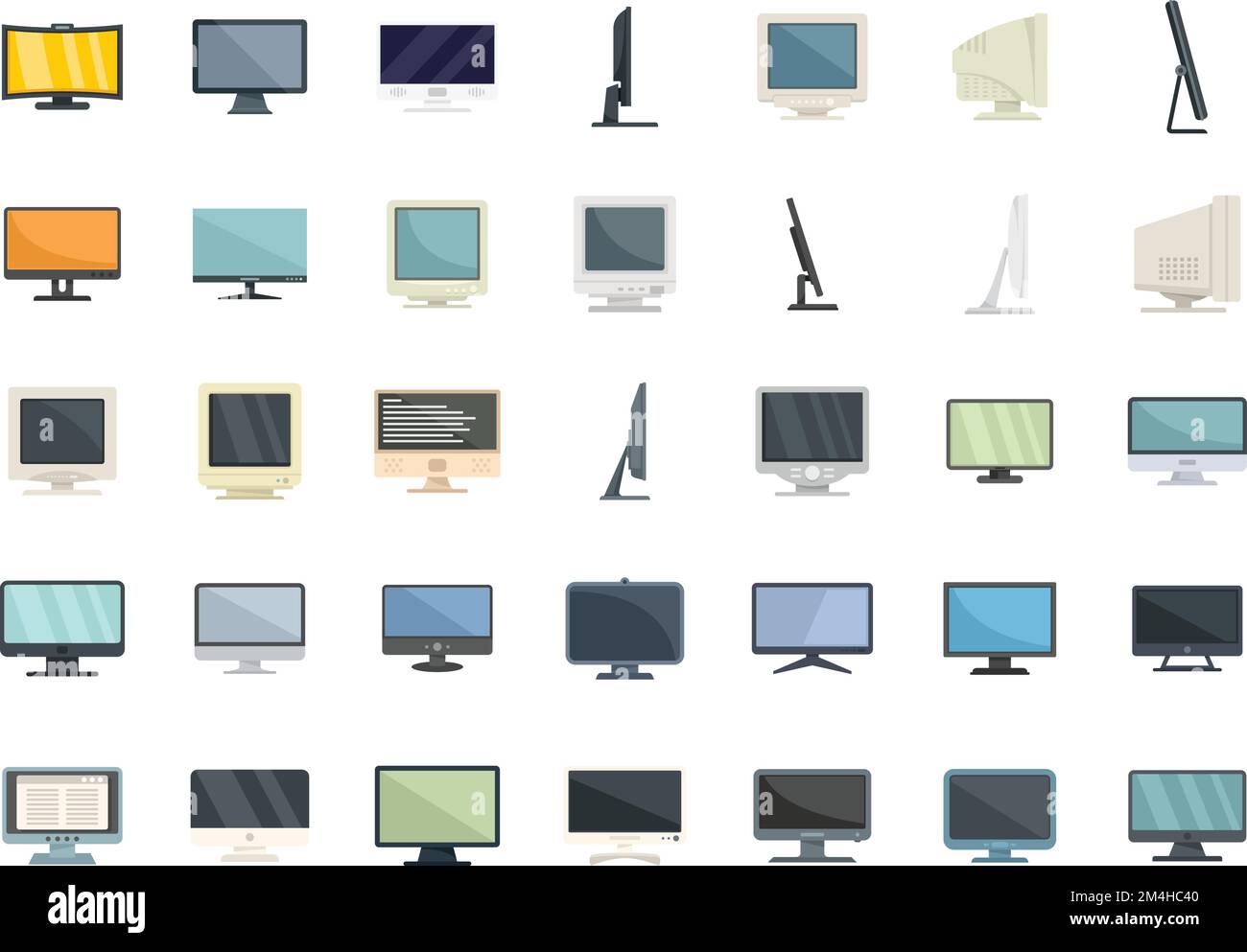 Monitor icons set flat vector. Computer screen. Data monitor isolated ...