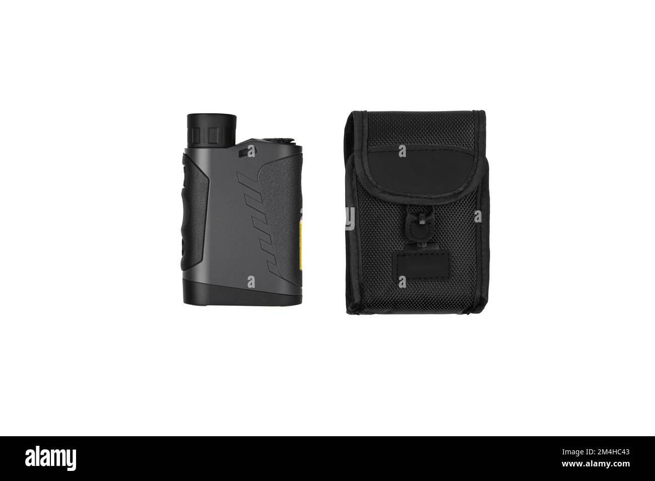 Modern electronic optical rangefinder and soft case. Portable device