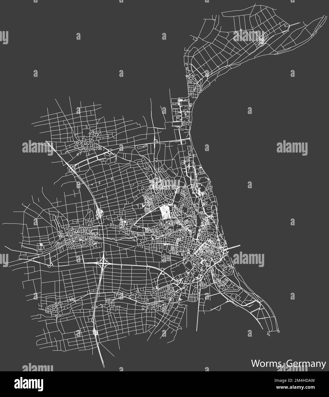 Street roads map of WORMS, GERMANY Stock Vector Image & Art Alamy