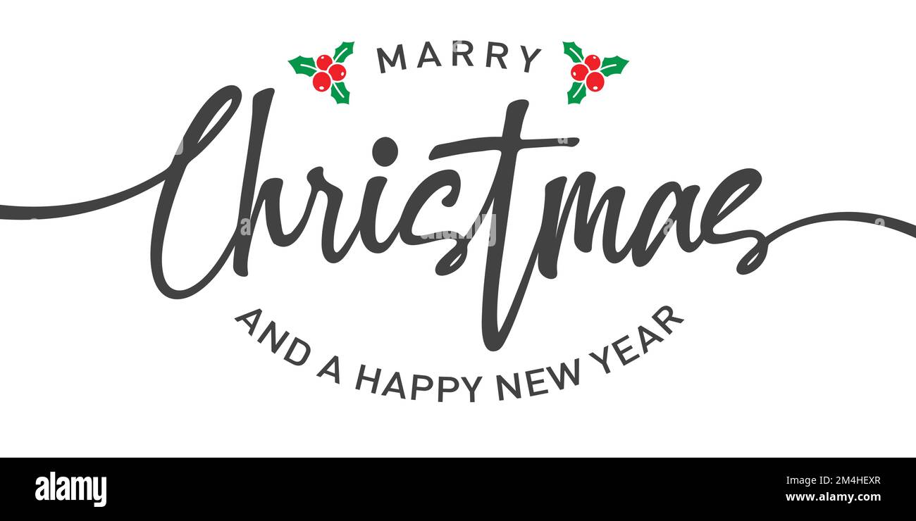 Marry christmas and happy new year lettering design. Christmas poster