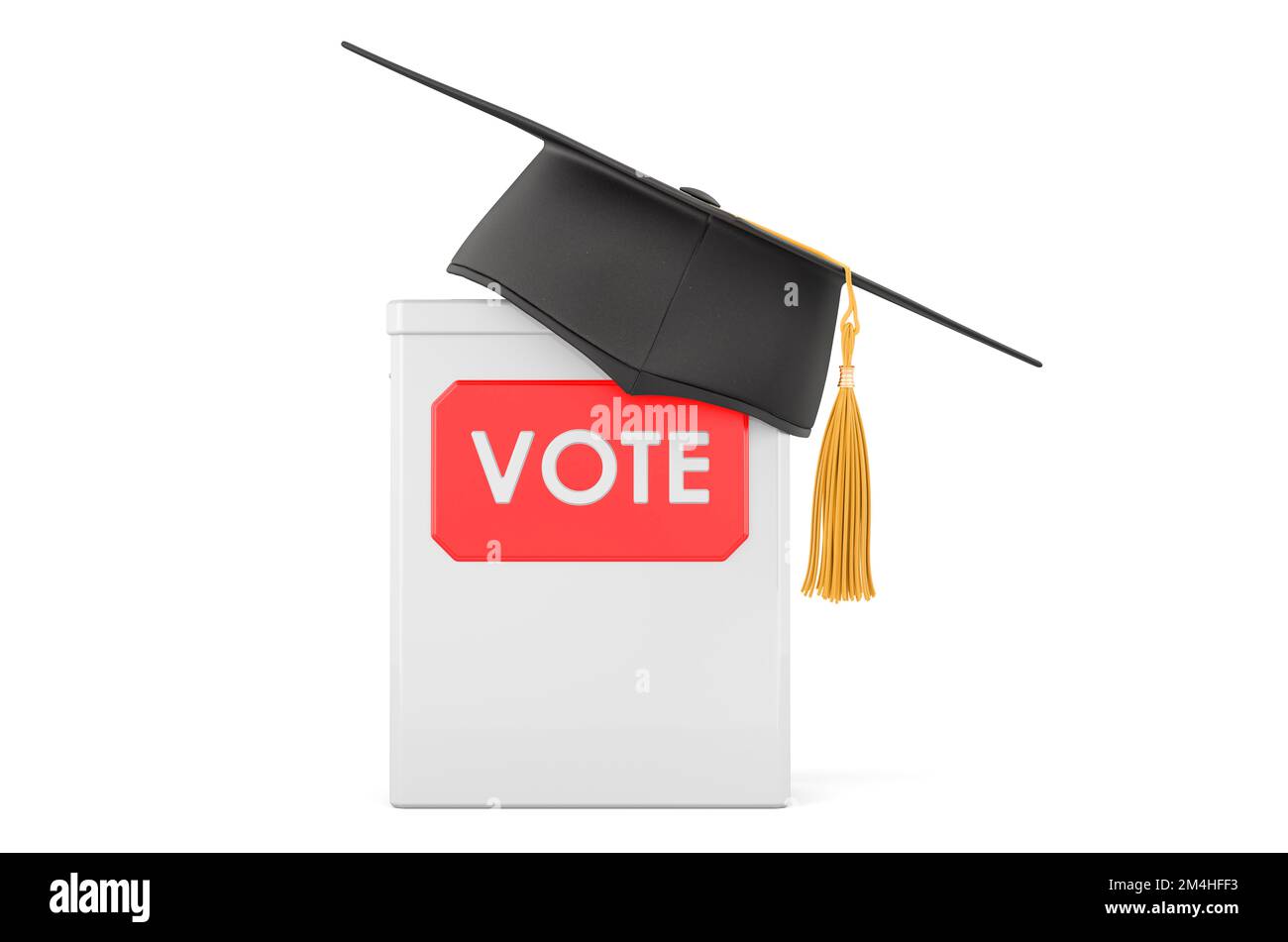 Ballot box with education cap, 3D rendering isolated on white ...
