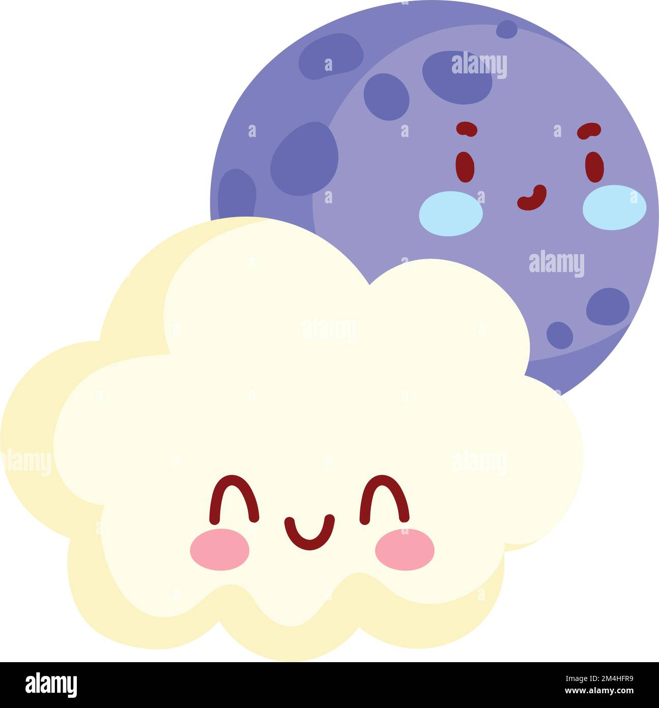moon and clouds kawaii weather Stock Vector Image & Art - Alamy